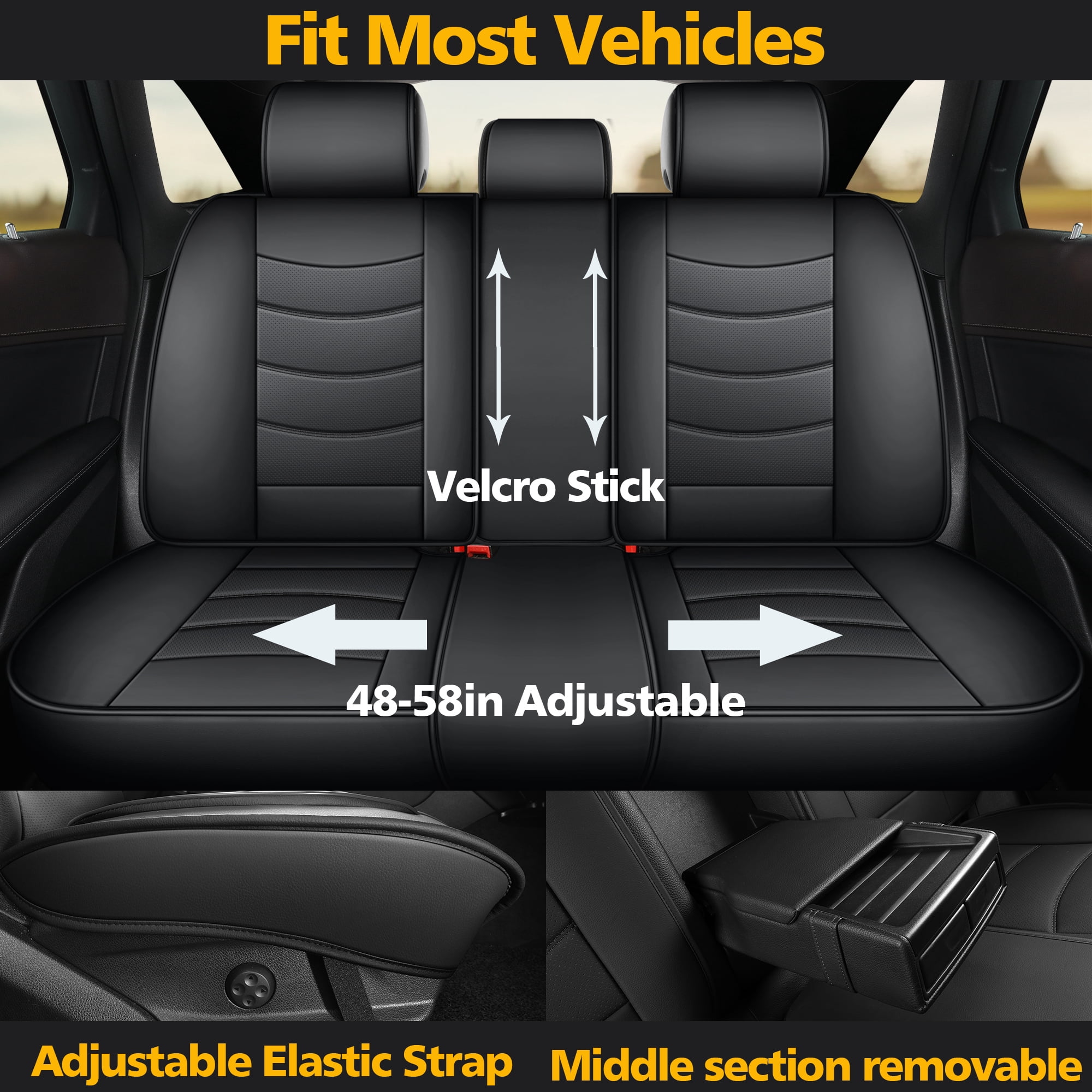 Premium Full Set Car Seat Covers for 5 Seats, Sport Black Luxury Design, High-End All-Season Auto Interior Upgrade Kit for Cars SUVs Trucks