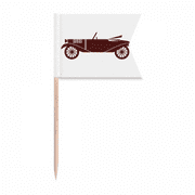 Geometric Classic Cars Brown Outline Toothpick Flags Labeling Marking for Party Cake Food Cheeseplate