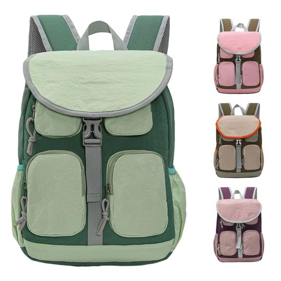CUZIBR Girls Backpack For Campus Daily Commute Sports Travel Casual Vintage Color Block Daypack Unisex Students Adjustable Mesh Padded Shoulder Straps School Rucksack