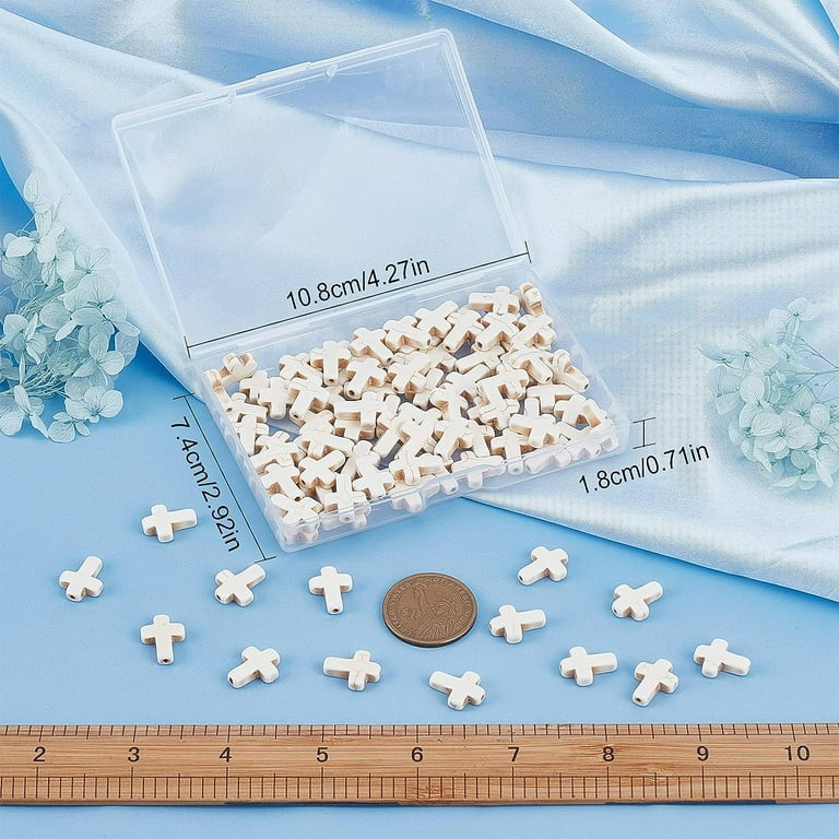 White Synthetic Turquoise Stone Bead Mini Cross Beads