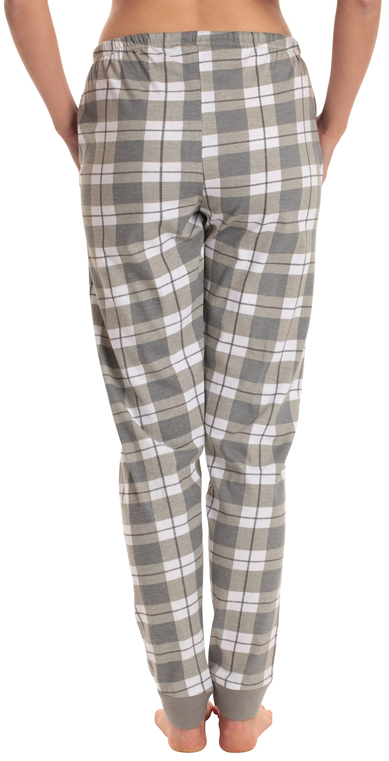 Just Love Women Pajama Pants Sleepwear Joggers (Grey White Plaid, 1X)