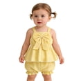 thumbnail image 2 of OSOLU Children Girls Outfits Summer Cute Sleeveless Striped Vest with Lace Shorts 2 Piece Casual Party Wear Classic Travel Clothing Sets, 2 of 9