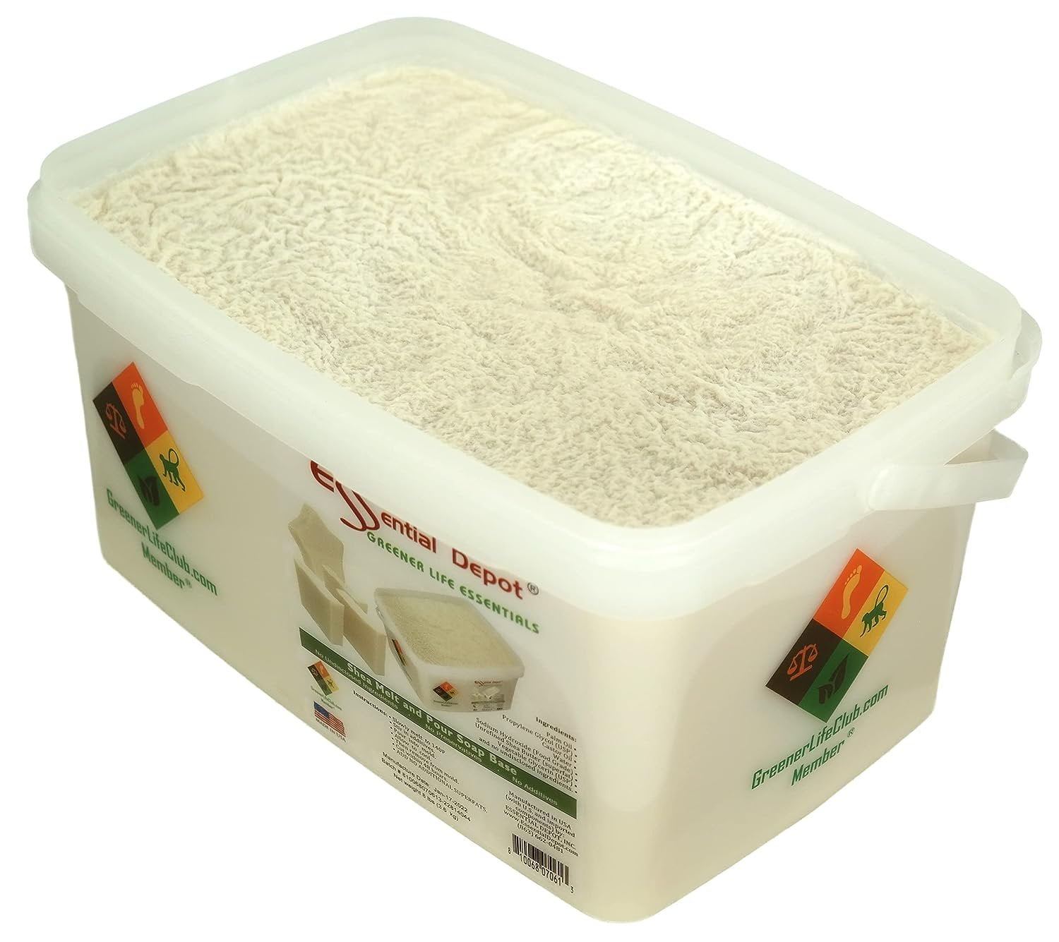 Essential Depot Shea Melt & Pour - 8 lbs Shipped in a safety-sealed square pail with resealable lid and removable handle
