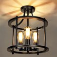 thumbnail image 2 of LOHAS 3 Lights Black Semi Flush Mount,Retro Convertible Ceiling Light Fixture,for Hallway, Entryway, Bedroom,Farmhouse,Dining Room, 2 of 7