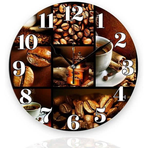 Battery Operated Wall Clocks 12 Inch,Lake Time,Silent Home Decor for Bathroom,Living Room,Bedroom