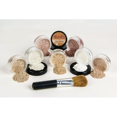 $40 SPECIAL Mineral Makeup Foundation Brush Full Size Set Sheer Bare Skin Cover Kit (Light & Fair