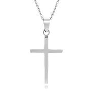 Simple Sleek Christian Cross .925 Sterling Silver Pendant Necklace