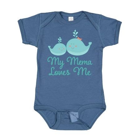 

Inktastic Mema Loves Me Grandchild Whale Gift Baby Boy or Baby Girl Bodysuit