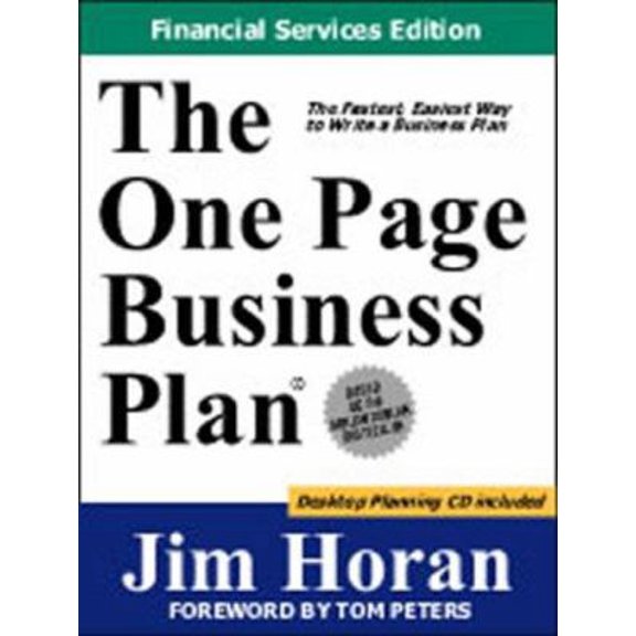 Pre-Owned The One Page Business Plan: The Fastest, Easiest Way to Write a Business Plan! [With CDROM] (Paperback) 1891315056 9781891315053