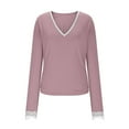 thumbnail image 6 of Fznquz Work Womens Tops Casual Pink Slim Fit Long Sleeve Shirts Lace Formal Dressy Deep V Neck Womens Fashion, 6 of 8