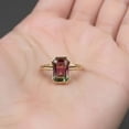 thumbnail image 5 of Emerald Cut Solitaire Watermelon Tourmaline Engagement Ring, Half Bezel Set Tourmaline Anniversary Gift For Wife, Bi Color Tourmaline Ring, Handmade Jewelry, 5 of 5