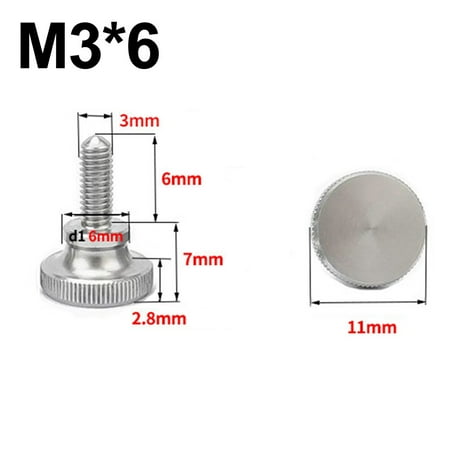 

4pcs M3 GB834 304 Stainless Steel Knurl Head Hand Tighten Glass Lock Thumb Screw M3*6