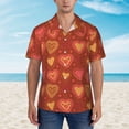 thumbnail image 2 of Bingfone Men's Short Sleeve Button Down Shirts Hawaiian Flower Hearts Printed Beach Shirt, 2 of 7