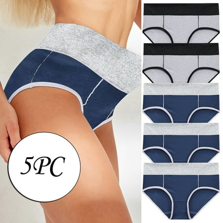 

Leesechin Clearance Womens Briefs 5PC Plus Size Solid Color Patchwork Underwear Panties Bikini Underpants