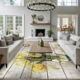 thumbnail image 3 of Yellow Tulip Area Rugs 6'x9', Small Throw Rugs for Kitchen Dining room, Vintage Spring Floral Retro Art Butterfly Wooden Indoor Outdoor Rug Non-Slip Low Pile Carpet Runner Reversible Floor Mats, 3 of 8