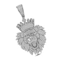 thumbnail image 2 of Real Genuine 9.00 Cwt. VVS/1 MOISSANITE Diamond 39+ Grams Lion Head Crown Face 3DLook Pendant 10K White Gold Over Men's Charm Chain Neckless Set, 2 of 5