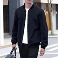 thumbnail image 5 of Havenx Full Zip Bomber Jackets for Men Baseball Collar Long Sleeve Baseball Jackets with Pockets Solid Color Coat Winter Fall Lightweight Casual Loose Fashion Clothes,Dark Blue 2XL, 5 of 5