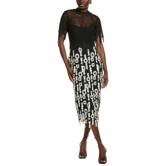 Lela Rose womens Midi Dress, 6, Black