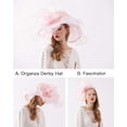 thumbnail image 2 of Women's Church Hat Organza Fascinator Wedding Tea Party Hat Wide Brim Sun Hat, 2 of 5
