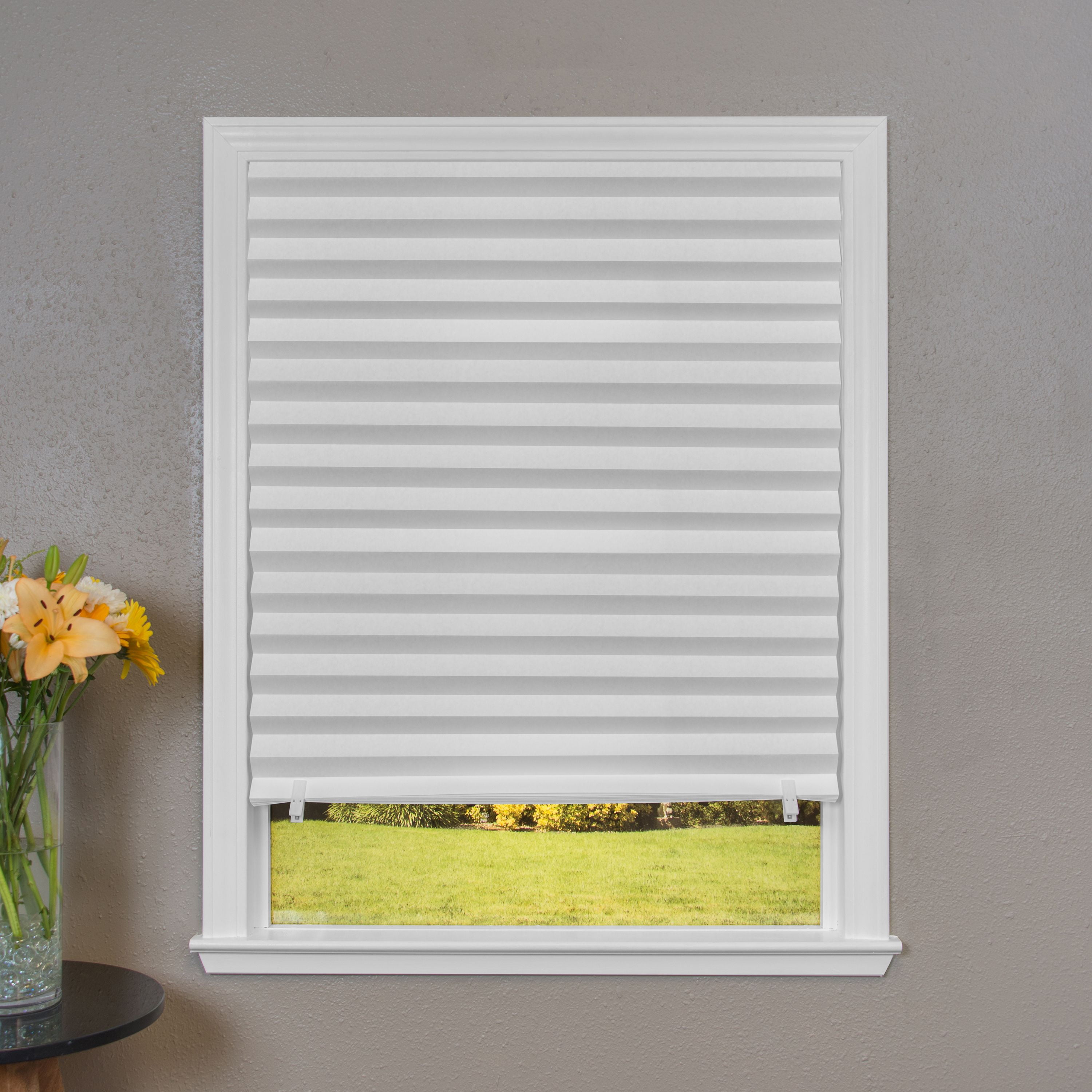 Paper Pleated Shade 36'' x 72'' Window Blind Sun UV Block Darkening Room Grey 