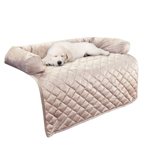 PETMAKER 35x35 Couch Cover for Dogs with Memory Foam Bolster (Beige)