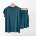 thumbnail image 4 of Njagoc3 Women's V Neck Lounge Set Short Sleeve Top with Contrast Piping and Shorts 2 Piece Summer Sleepwear, 4 of 6