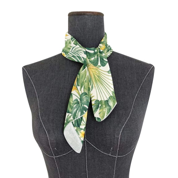 Square Scarf 24x24 Inch Hawaiian Floral Monstera Artwork Silky Satin Sun Protection Neck Scarf for Women Multi-Purpose Head Wrap Bandana for Hair Bag Decoration