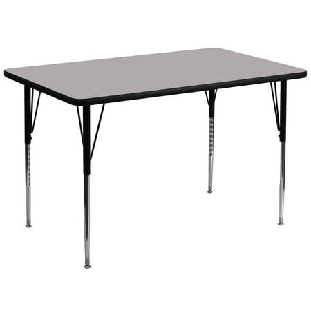 Oak Table With 6 Chairs Flash Furniture 30''W x 72''L Rectangular Activity Table with 1.25'' Thick High Pressure Oak Laminate Top and Height Adjustable Preschool Legs ()