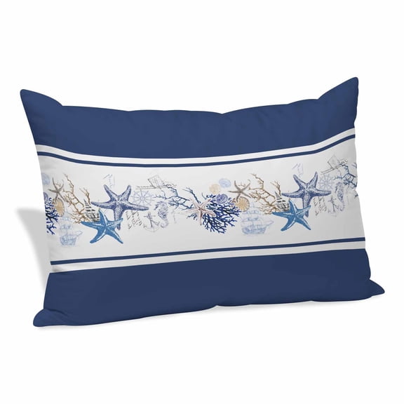 Coastal Navy Pillow Protectors with Zipper Standard Size, Blue Starfish Coral Nautical Striped Soft Brushed Breathable Throw Pillow Covers, Pillowcase for Couch Sofa Bedroom Living Room 20"x26"