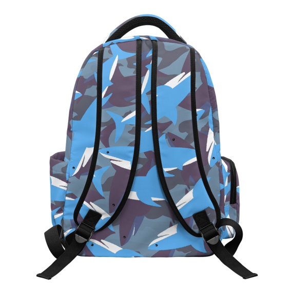 CHAQLIN Shark Print Lightweight Backpack for School Scuola, Large Capacity Padded Straps 600D Polyester School Bag