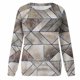thumbnail image 5 of Camisas informales de manga larga para mujer, sudadera de cuello redondo con estampado de rombos geométricos, jersey de cuello redondo, Tops tipo túnica holgados Pompotops  FGAJ955, 5 of 6