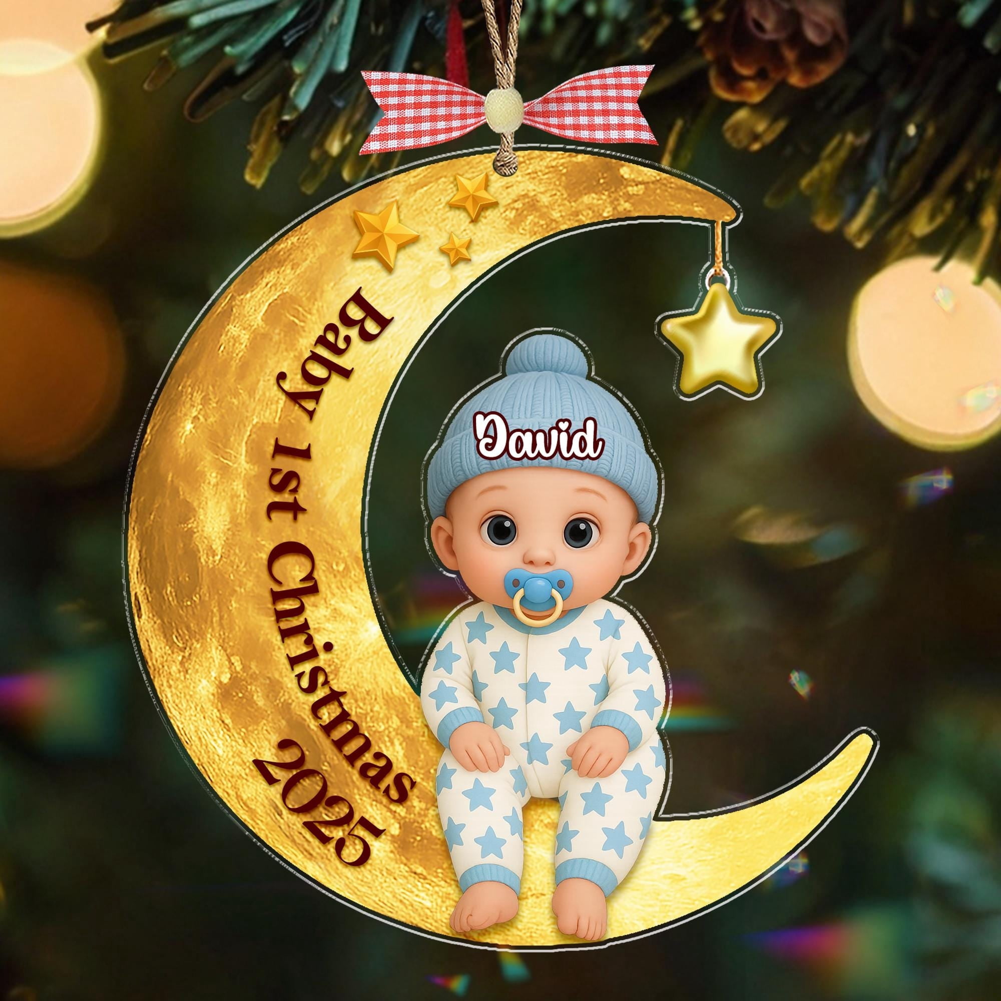 Baby's First Christmas Ornament,Baby's 1st Christmas,Custom Baby Name,Newborn,New Baby Gift,Baby Keepsake,Baby Shower,Xmas Gift for Kids