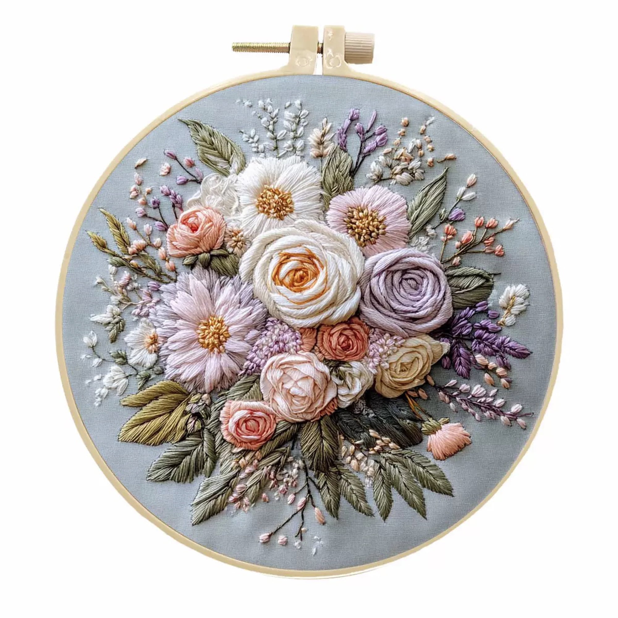 4 Pack Floral Bouquet Embroidery Kits for Adults Beginners Realistic Wedding Flowers Needlepoint DIY Hoop Art Craft Set