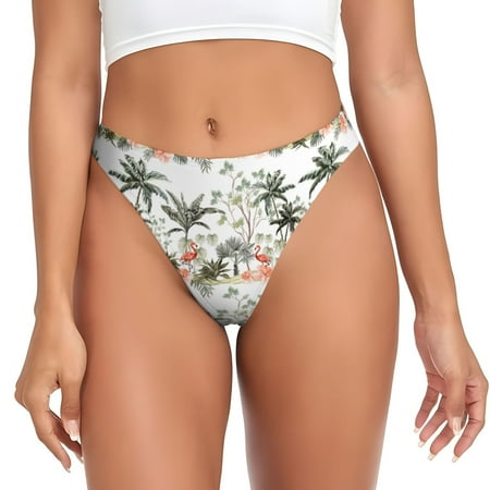 Sigee Flamingo Palm Trees for Women s G-String Panty  Low Rise  Soft Lace Perfect for Everyday Wear or Special Occasions-XX-Large