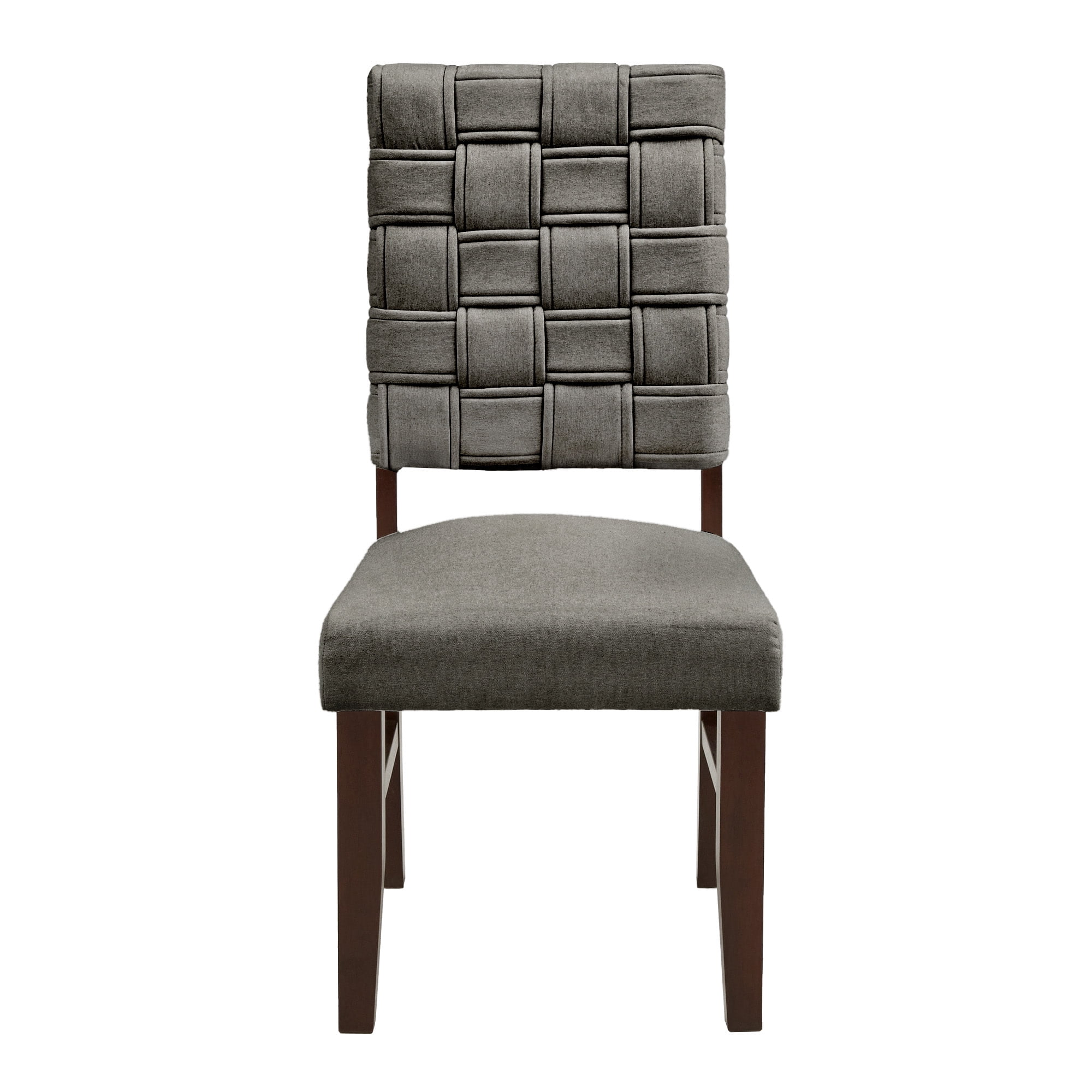 Weston Home Alle Walnut Finish Woven Fabric Dining Chairs, Dark Gray (Set of 2)