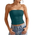 thumbnail image 3 of Gyexs Womens Tube Tops Strapless Slim Fit Tank Tops Double Layer Design Summer Fashion 2026 Dark Green Size S, 3 of 6