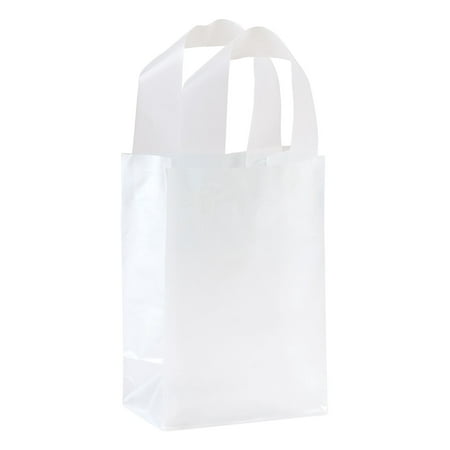 - Small Clear Frosted Plastic Shopping Bags - 5