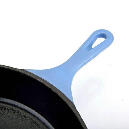 Hamilton Beach 12 Inch Enameled Coated Solid Cast Iron Frying Pan Skillet, Blue