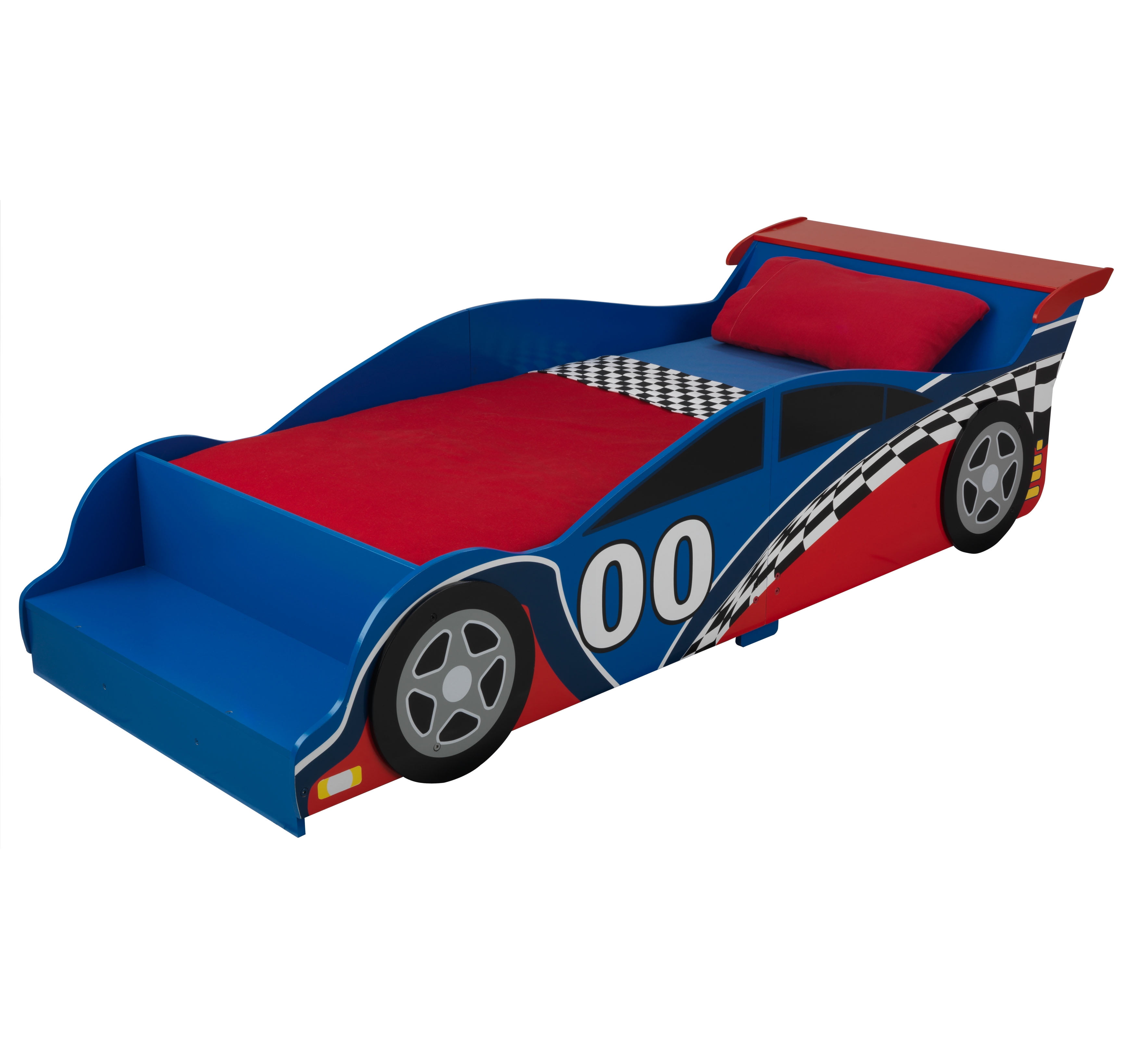 KidKraft Racecar Toddler Bed with 4Piece Bedding Set Bundle