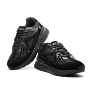 FitVille Extra Wide Walking Shoes for Men Width Sneakers for Flat Foot Heel Pain Relief (All Black, 12 x-Wide)