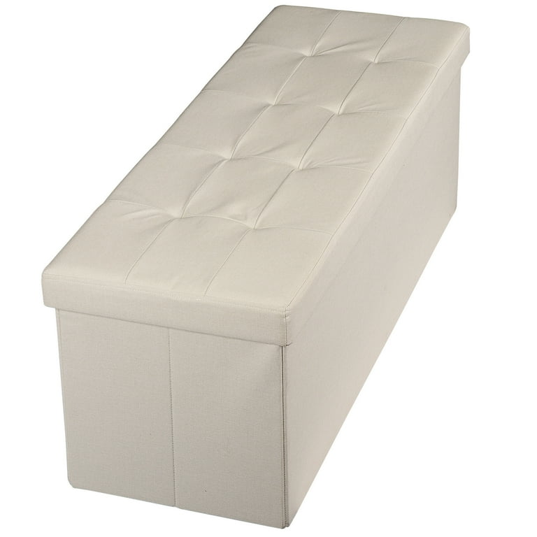 HomGarden 43" Linen Storage Ottoman Bench, Cream photo 7