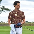 thumbnail image 3 of Balery Coffee and Flowers Camisa Polo de Hombre con Estampado, de Manga Corta y Tejido Medio, Camisa Tipo Golf Polo-Large, 3 of 6