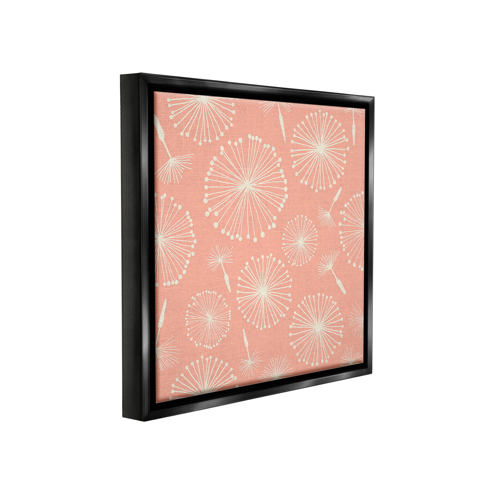 Stupell Industries Dandelions on Blush Botanical & Floral Painting Black Floater Framed Canvas Art Print Wall Art, 25 x 25