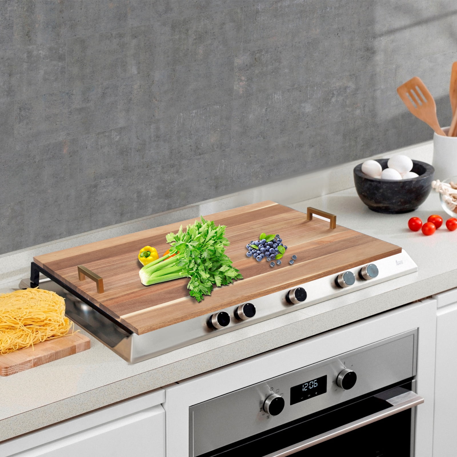Stove Top Covers for Electric Stove - for Counter Space & Decorative Tray Noodle Board for Gas Stovetop - Stove Top Covers for Gas Burners - Wooden Kitchen Sink Cover