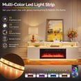 thumbnail image 3 of Ktaxon Modern TV Stand with 36" Fireplace, 70" High Gloss Entertainment Center with LED RGB Light for Living Room, 12 Colors Flames Electric Fireplace Mantel, White, 3 of 7