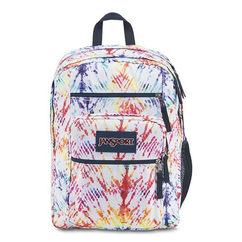 JanSport Big Student School Backpack Rainbow Tie Dye Silver