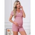 thumbnail image 3 of DARING DIVA Women's Nursing Modal Short Sleeves Postpartum Pajama Sets M Pink, 3 of 7