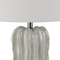 thumbnail image 3 of 28 Inch Accent Table Lamp, Hardback Fabric Shade, Embossed Ceramic, Pearl - Saltoro Sherpi, 3 of 5