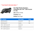 thumbnail image 2 of Rear Right Window Regulator - Compatible with 1999 - 2005 Porsche 911 996 2000 2001 2002 2003 2004, 2 of 2