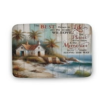 Seaside Landscape Print Bath Mat, Western Bathroom Home Decor Farmhouse Absorbent Non-Slip Bathroom Rugs Thin fit Under Door Floor Mats for Bathtub, Shower Room, Sink 16"x24"